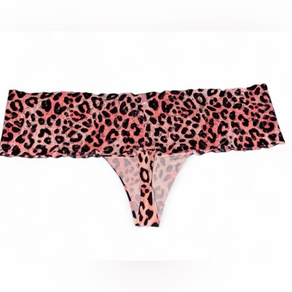 Victoria’s Secret PINK No-Show Seamless Thong Leopard Print Size Medium - Picture 2 of 7